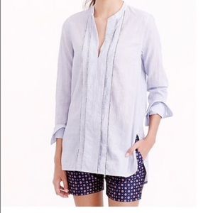 J Crew cotton striped popover tunic blue white